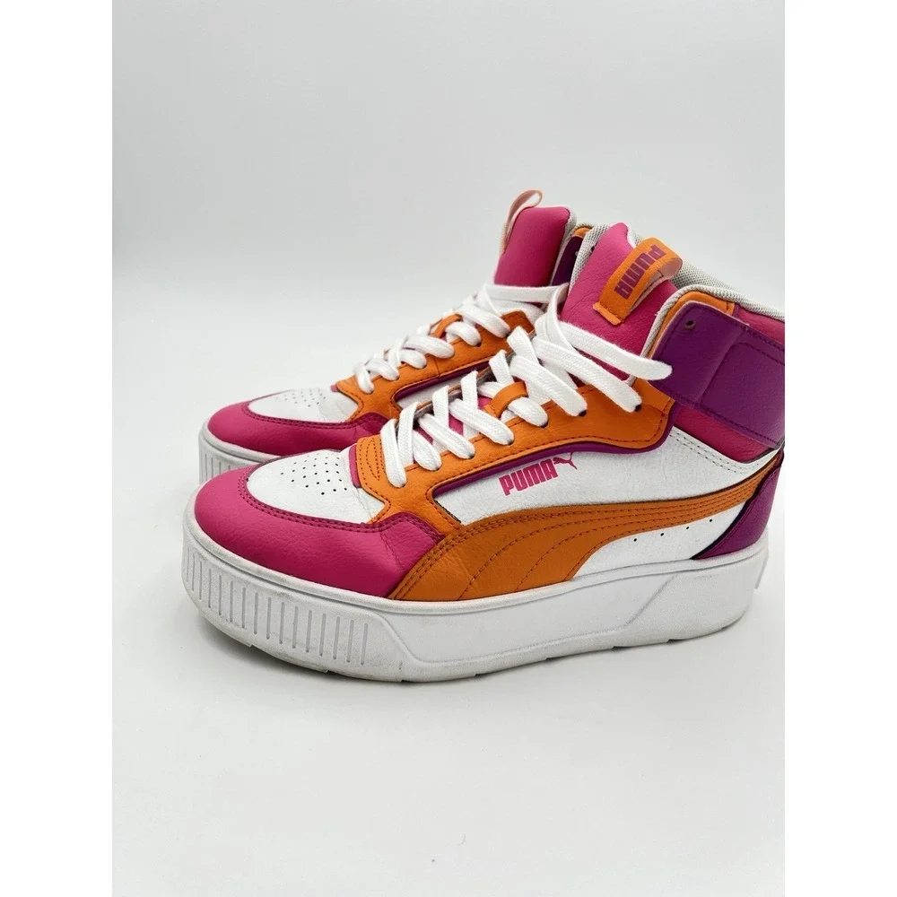 PUMA Carina Mid Women's White Pink Orange High Top Sneakers Size 8.5